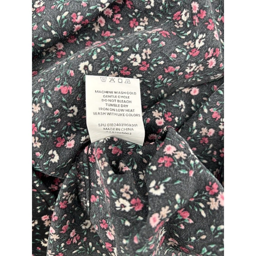 Bloom‎ Chic Shirt Black Floral Flowy Sleeves Ruched Women's Plus Size 18/20 - Picture 6 of 10
